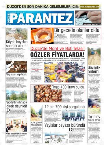 Düzce Parantez gazetesi ilk sayfası