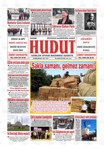 Hudut gazetesi ilk sayfası