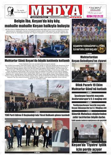 Medya Keşan gazetesi ilk sayfası