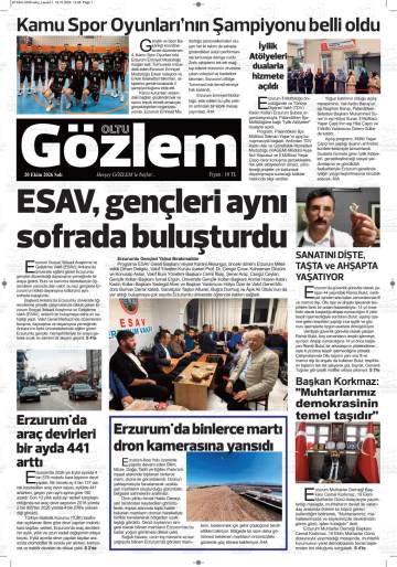 Oltu Gözlem gazetesi ilk sayfası