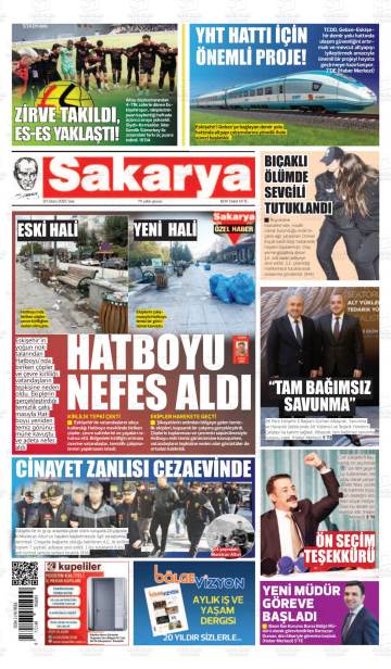Sakarya gazetesi ilk sayfası
