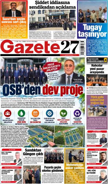 Gazete27 gazetesi ilk sayfası