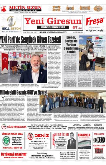 Yeni Giresun gazetesi ilk sayfası