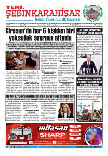 Yeni Şebinkarahisar gazetesi ilk sayfası