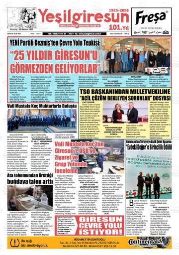 Yeşil Giresun gazetesi ilk sayfası