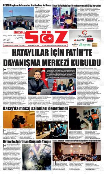 Hatay Söz gazetesi ilk sayfası