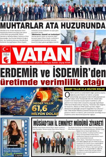 Vatan gazetesi ilk sayfası