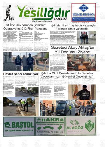 Yeşil Iğdır gazetesi ilk sayfası
