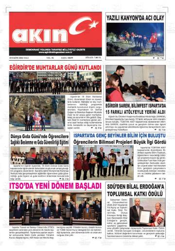 Eğirdir Akın gazetesi ilk sayfası