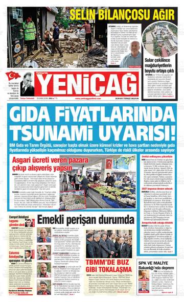 Türkiye'de Yeniçağ gazetesi ilk sayfası