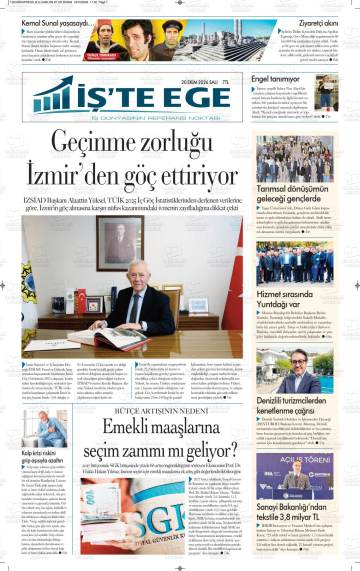 İş'te Ege gazetesi ilk sayfası