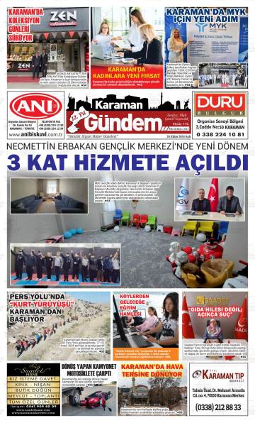 Karaman Gündem gazetesi ilk sayfası