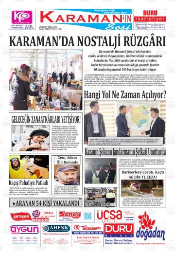 Karamanın Sesi gazetesi ilk sayfası