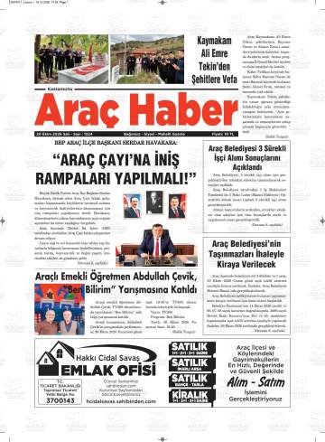 Araç Haber gazetesi ilk sayfası