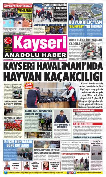 Kayseri Anadolu Haber gazetesi ilk sayfası