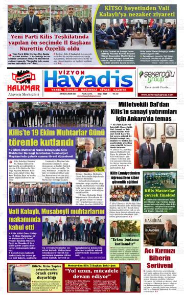Vizyon Havadis gazetesi ilk sayfası