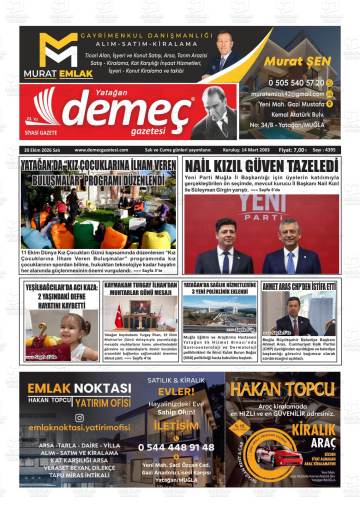 Yatağan Demeç gazetesi ilk sayfası