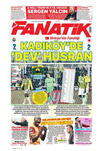 Fanatik gazetesi ilk sayfası