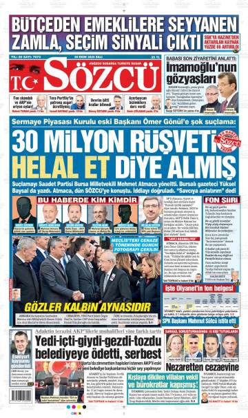 Sözcü gazetesi ilk sayfası
