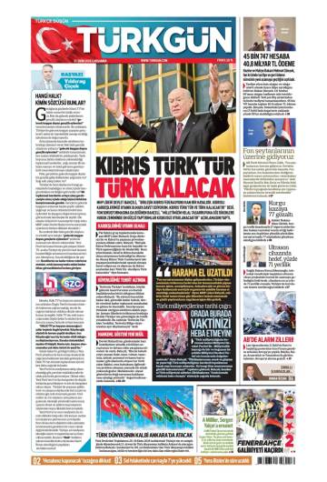 Türkgün gazetesi ilk sayfası