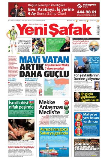 Yeni Şafak gazetesi ilk sayfası