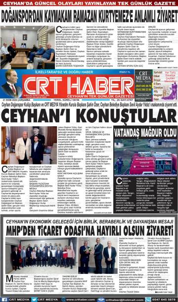 Crt Haber gazetesi ilk sayfası