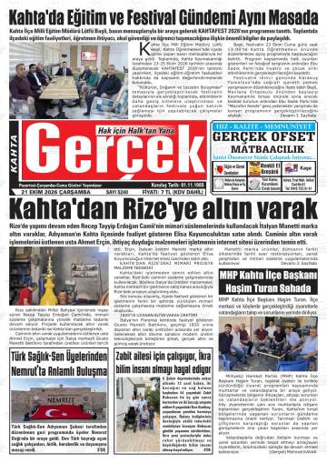 Gerçek gazetesi ilk sayfası