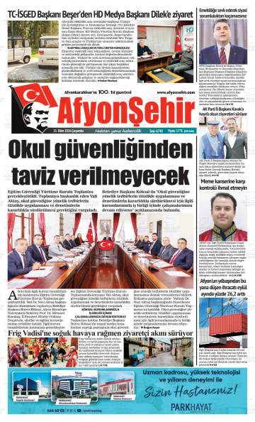 Afyonşehir gazetesi ilk sayfası