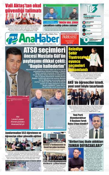 Ana Haber gazetesi ilk sayfası