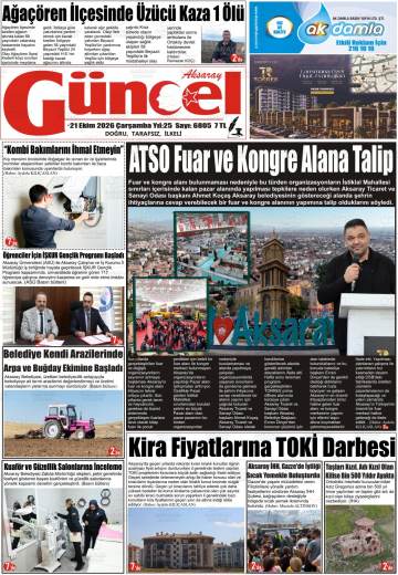 Aksaray Güncel gazetesi ilk sayfası