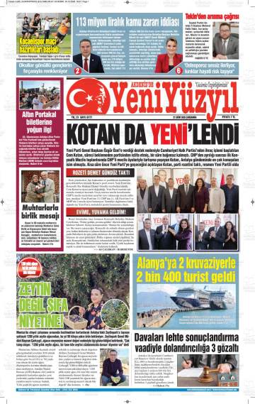 Akdeniz'de Yeni Yüzyıl gazetesi ilk sayfası