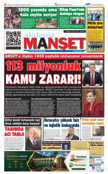 Akdeniz Manşet gazetesi ilk sayfası