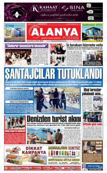 Alanya Postası gazetesi ilk sayfası