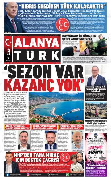 Alanyatürk gazetesi ilk sayfası