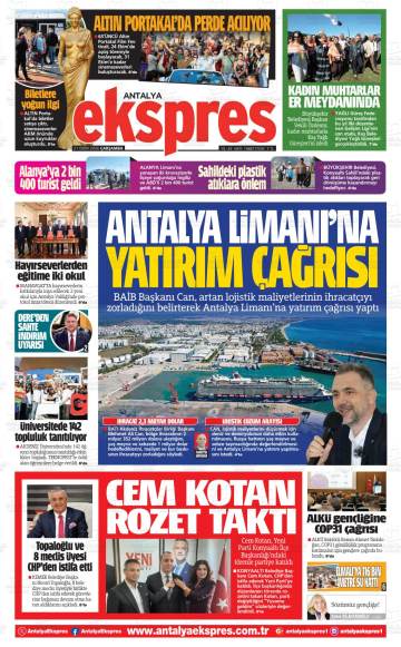 Antalya Ekspres gazetesi ilk sayfası