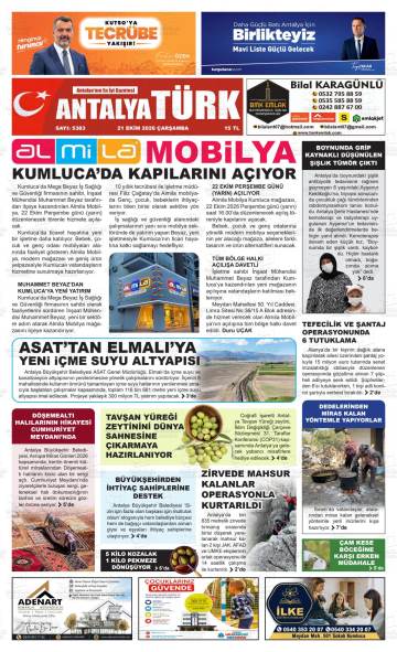 Antalya Türk gazetesi ilk sayfası