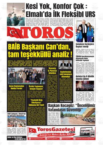 Toros gazetesi ilk sayfası