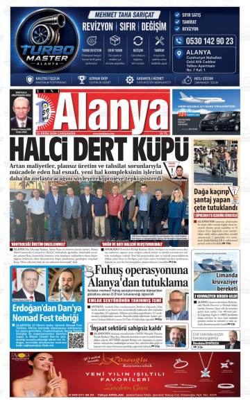Yeni Alanya gazetesi ilk sayfası