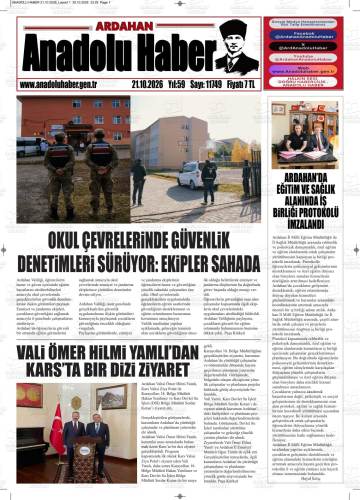 Anadolu Haber gazetesi ilk sayfası