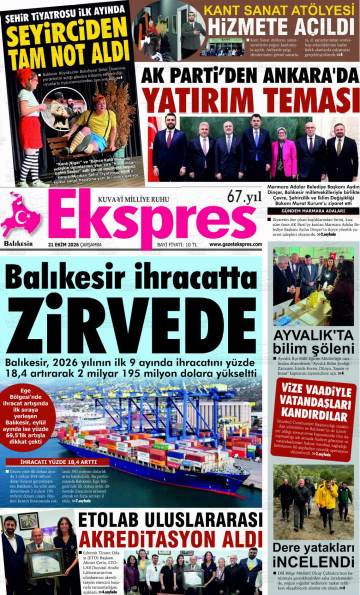 Balıkesir Ekspres gazetesi ilk sayfası
