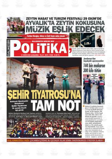 Balıkesir Politika gazetesi ilk sayfası