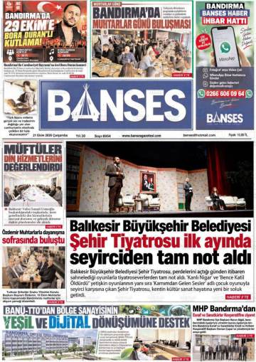 Banses gazetesi ilk sayfası