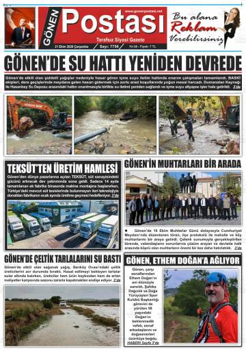 Gönen Postası gazetesi ilk sayfası