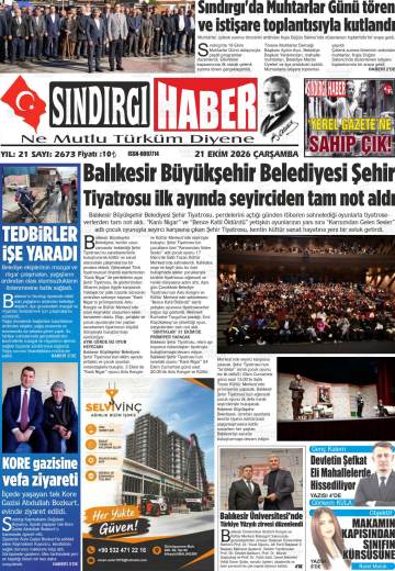 Sındırgı Haber gazetesi ilk sayfası