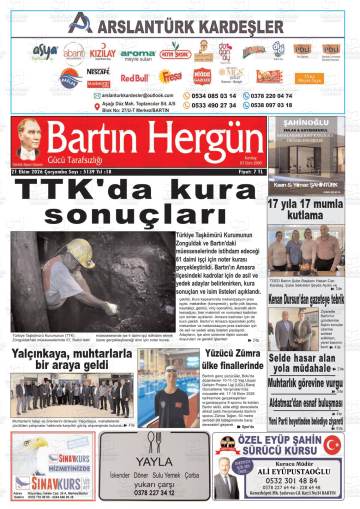 Bartın Hergün gazetesi ilk sayfası