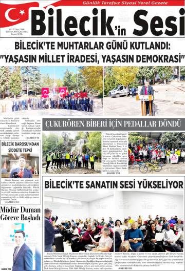Bilecik'in Sesi gazetesi ilk sayfası