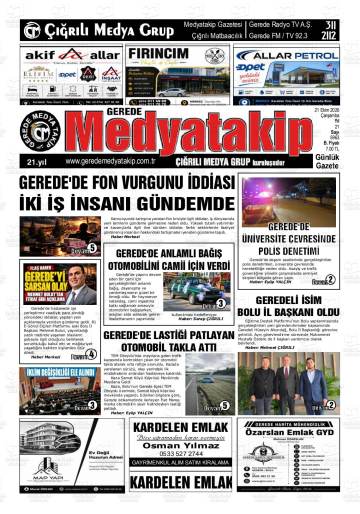 Gerede Medya Takip gazetesi ilk sayfası