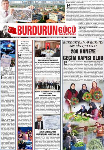 Burdurun Gücü gazetesi ilk sayfası