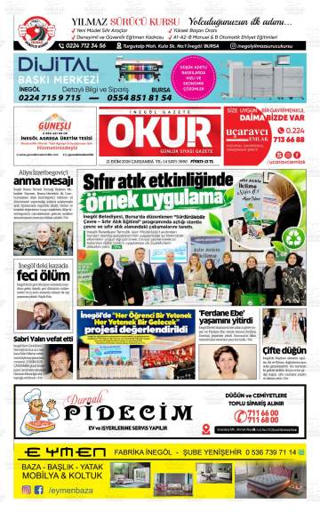 Okur gazetesi ilk sayfası
