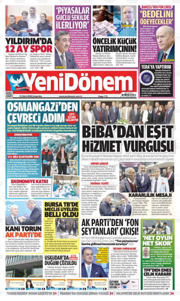 Yeni Dönem gazetesi ilk sayfası